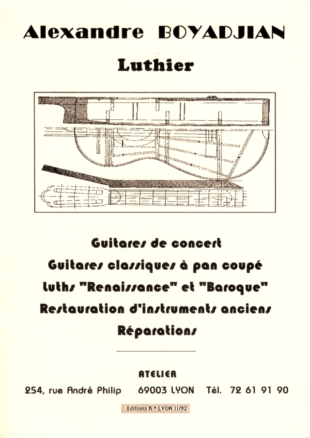 BOYADJIAN, Alexandre (1932-1999) • Luthier (ed. Gérard Reyne, 1992.11)