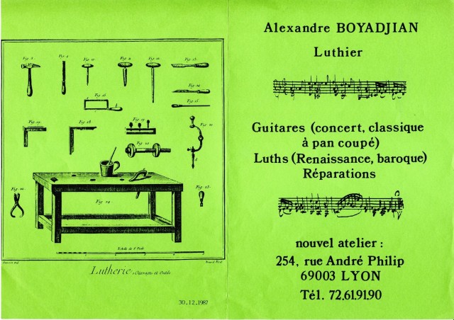 BOYADJIAN, Alexandre (1932-1999) • nouvel atelier (ed. Gérard Reyne, 1987.12.30) (r')